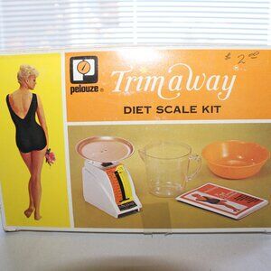 Vintage Pelouze Trim A Way Diet Scale Kit 1965 Scale Bowl Measuring Cup Booklet